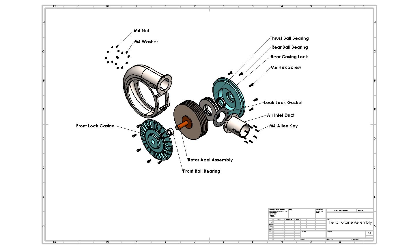 Tesla 涡轮机项目在 SolidWorks 中设计。